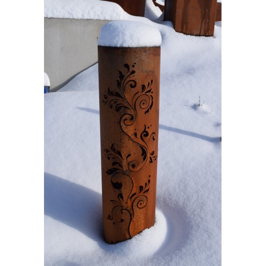 runde Rostsäulen runde Rost Säule Barock Höhe 100 cm, Ø 27cm filigranes Muster Produktdetails Rostäule mit Filigranem Barock Mus