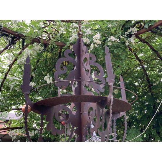 Deko zum Hängen Kronleuchter 3D zum Aufhängen als Kerzentablett zum Hängen, H 60 cm, B 64 cm - Barock Deko Kronleuchter 3D zum A