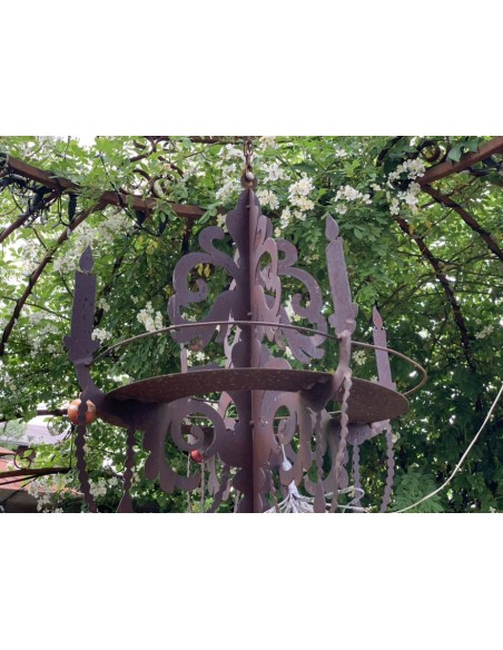 Deko zum Hängen Kronleuchter 3D zum Aufhängen als Kerzentablett zum Hängen, H 60 cm, B 64 cm - Barock Deko Kronleuchter 3D zum A