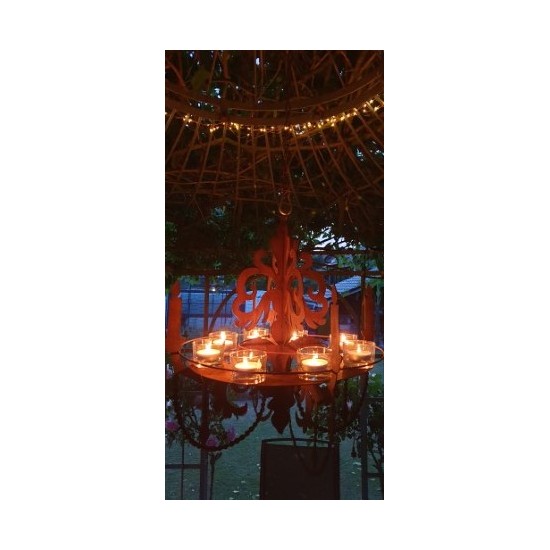 Deko zum Hängen Kronleuchter 3D zum Aufhängen als Kerzentablett zum Hängen, H 60 cm, B 64 cm - Barock Deko Kronleuchter 3D zum A