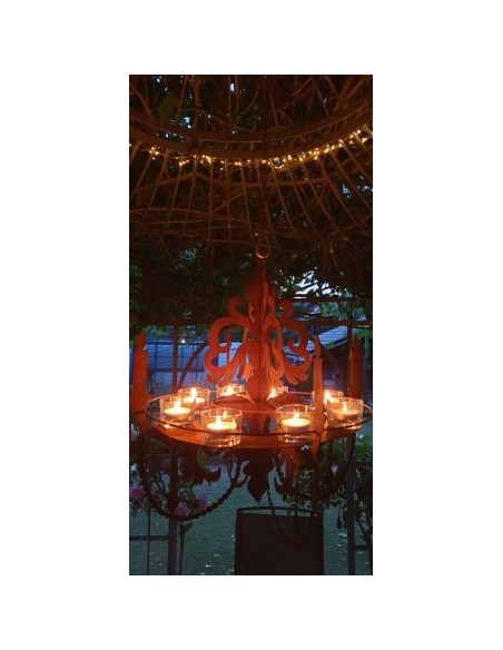 Deko zum Hängen Kronleuchter 3D zum Aufhängen als Kerzentablett zum Hängen, H 60 cm, B 64 cm - Barock Deko Kronleuchter 3D zum A