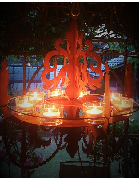 Deko zum Hängen Kronleuchter 3D zum Aufhängen als Kerzentablett zum Hängen, H 60 cm, B 64 cm - Barock Deko Kronleuchter 3D zum A