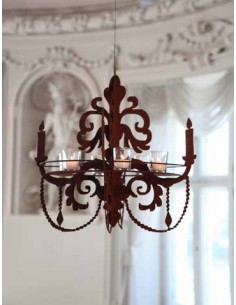 Deko zum Hängen Kronleuchter 3D zum Aufhängen als Kerzentablett zum Hängen, H 60 cm, B 64 cm - Barock Deko Kronleuchter 3D zum A