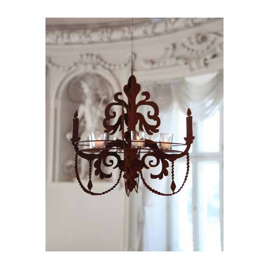 Deko zum Hängen Kronleuchter 3D zum Aufhängen als Kerzentablett zum Hängen, H 60 cm, B 64 cm - Barock Deko Kronleuchter 3D zum A