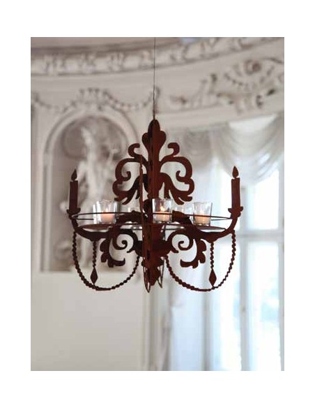 Deko zum Hängen Kronleuchter 3D zum Aufhängen als Kerzentablett zum Hängen, H 60 cm, B 64 cm - Barock Deko Kronleuchter 3D zum A