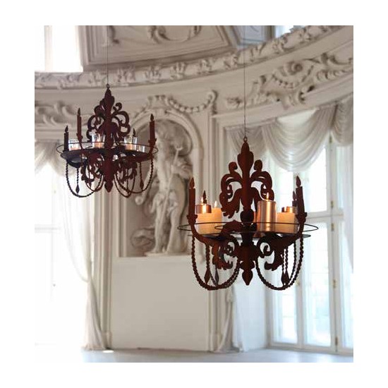 Deko zum Hängen Kronleuchter 3D zum Aufhängen als Kerzentablett zum Hängen, H 60 cm, B 64 cm - Barock Deko Kronleuchter 3D zum A