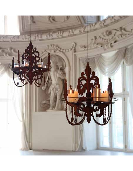 Deko zum Hängen Kronleuchter 3D zum Aufhängen als Kerzentablett zum Hängen, H 60 cm, B 64 cm - Barock Deko Kronleuchter 3D zum A