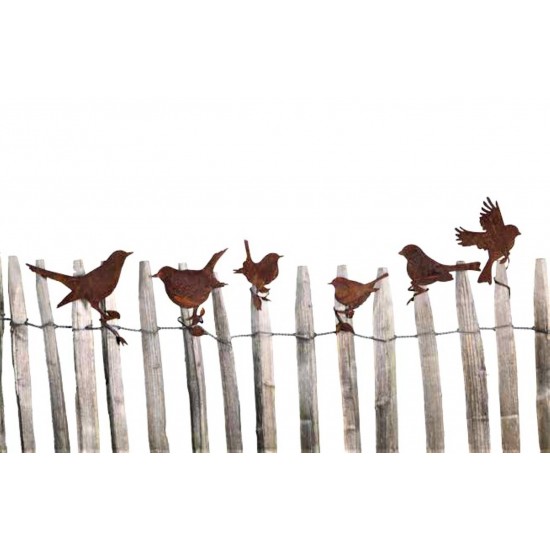 Zaungucker - Zauntiere Edelrost Vogel 'Zaunkönig sitzend' mit Befestigungsband für Ast Höhe 10,5 cm Der Edelrost Dekovogel Zaunk