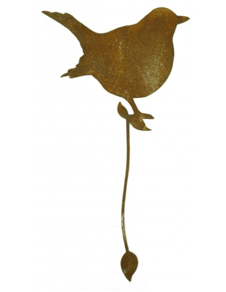 Zaungucker - Zauntiere Edelrost Vogel 'Zaunkönig sitzend' mit Befestigungsband für Ast Höhe 10,5 cm Der Edelrost Dekovogel Zaunk