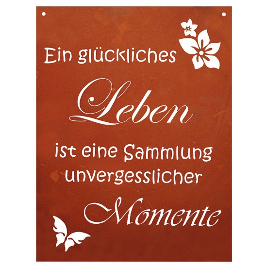 Ein glückliches leben ist eine Sammlung unvergesslicher Momente - Blechschild mit Spruch