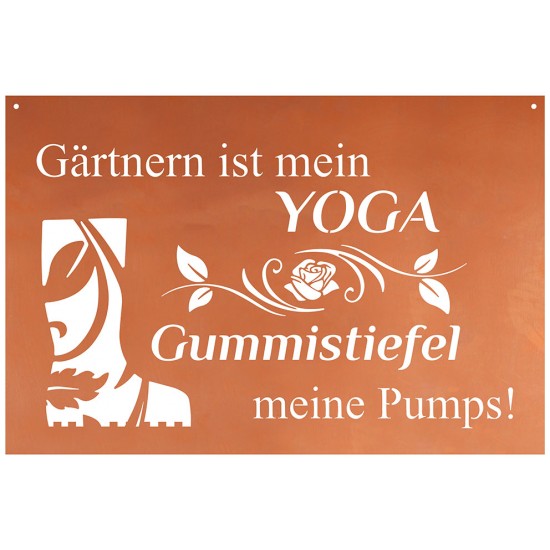 Gärtnern ist mein Yoga, Gummistiefel meine Pumps schöner Spruch Garten - Blechschild