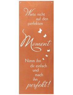Spruch Warte nicht auf den perfekten Moment, nimm Ihn Dir einfach und mach in perfekt - Blechschild mit Spruch