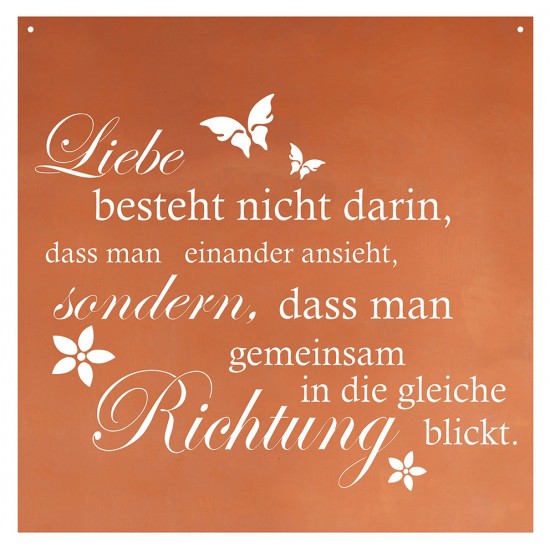 Liebe besteht nicht darin, dass man einander ansieht, sondern dass man in die gleiche Richtung blickt - Spruch