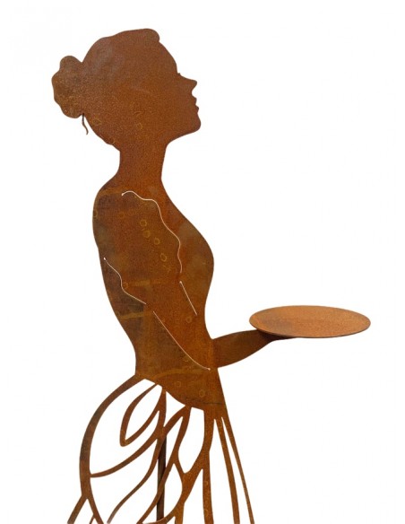 lebensgroße Figuren Rankhilfe - Mademoiselle - mit Kleid und Tablett - Höhe 178 cm Rankhilfe "Mademoiselle" mit Kleid und Tablet