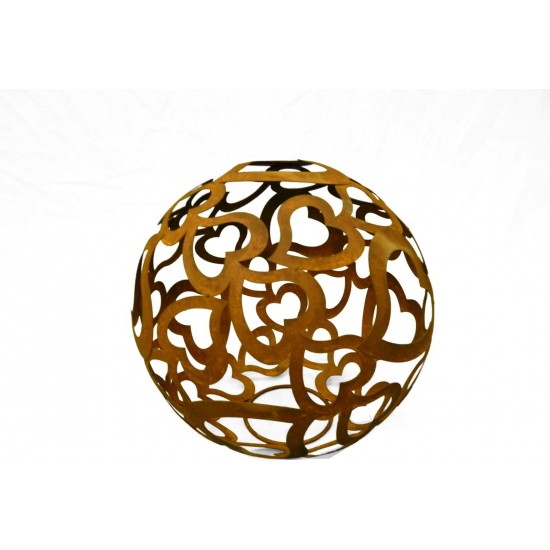 Rostdeko zum Beleuchten Herzkugel Ø 40 cm - Deko Kugel aus geschweißten Herzen Durchmesser 40 cm
unten kreisförmig offen, damit 