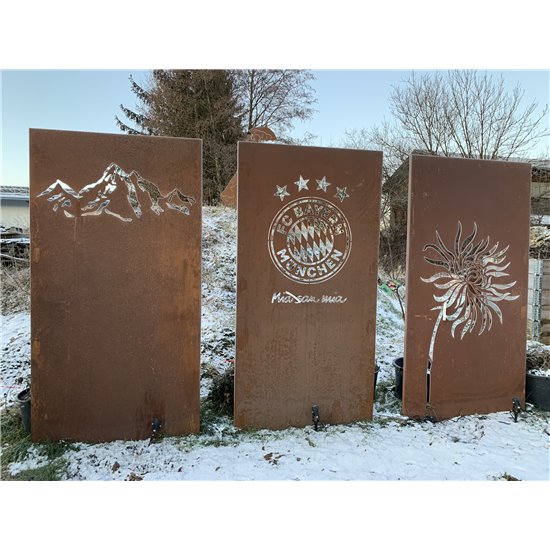 Sichtschutzzaun Metall - Berge - Höhe 180 cm -Trennwand für den Garten