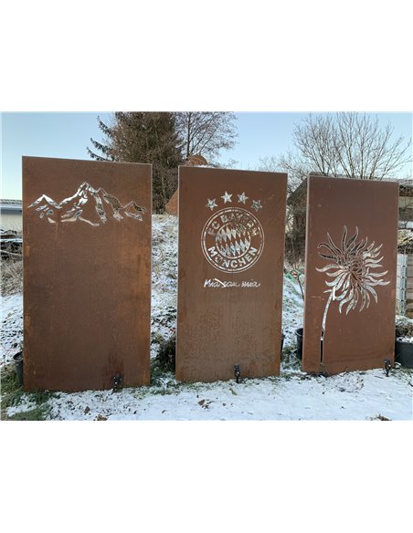 Sichtschutzzaun Metall - Berge - Höhe 180 cm -Trennwand für den Garten