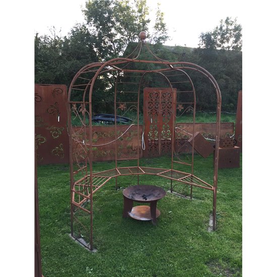 Rosenbogen Metall mit Sitzbank als 5er Pavillon, Art Nouveau, Größe 200 cm,