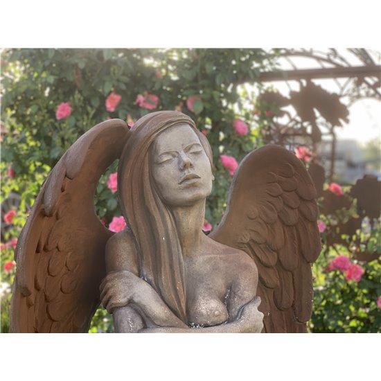 Steinguss Engel - ELOA - mit Rosteffekt, 168 cm hoch