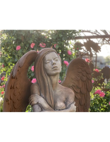 Steinguss Engel - ELOA - mit Rosteffekt, 168 cm hoch