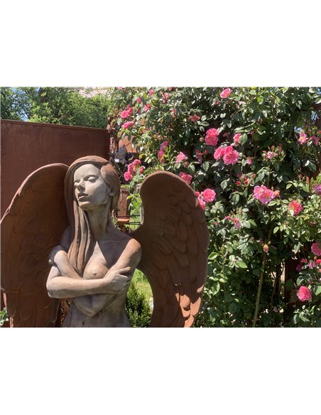 Steinguss Engel - ELOA - mit Rosteffekt, 168 cm hoch