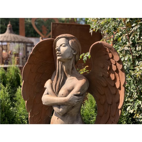 Steinguss Engel - ELOA - mit Rosteffekt, 168 cm hoch