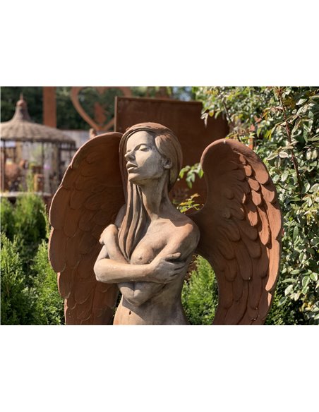 Steinguss Engel - ELOA - mit Rosteffekt, 168 cm hoch