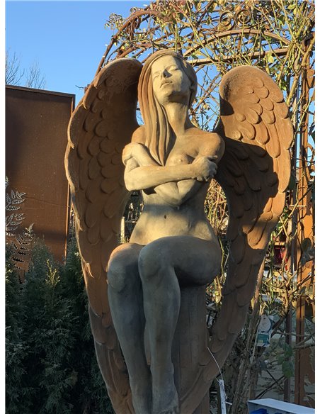 Steinguss Engel - ELOA - mit Rosteffekt, 168 cm hoch