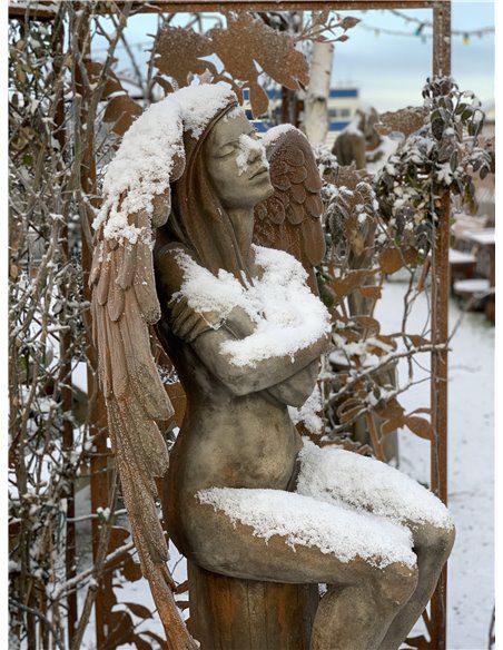 Steinguss Engel - ELOA - mit Rosteffekt, 168 cm hoch