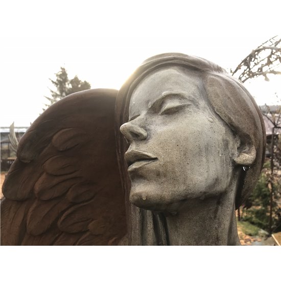 Steinguss Engel - ELOA - mit Rosteffekt, 168 cm hoch