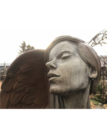 Steinguss Engel - ELOA - mit Rosteffekt, 168 cm hoch