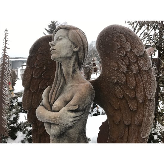 Steinguss Engel - ELOA - mit Rosteffekt, 168 cm hoch