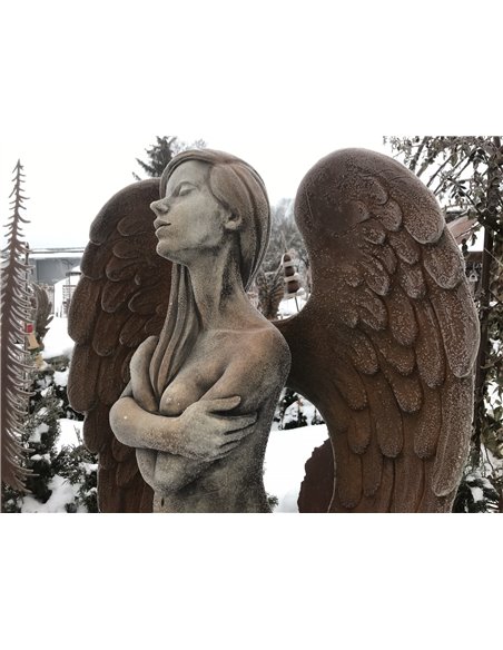 Steinguss Engel - ELOA - mit Rosteffekt, 168 cm hoch