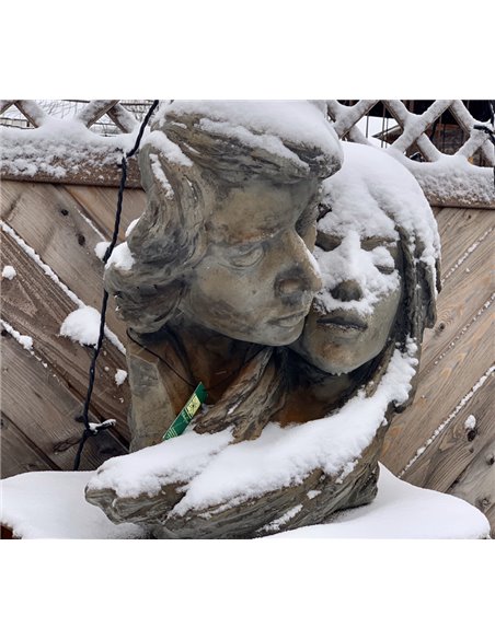 Steinfigur Gesichter Liebespaar - Liebe ist... -  mit Rosteffekt - Höhe 65 cm