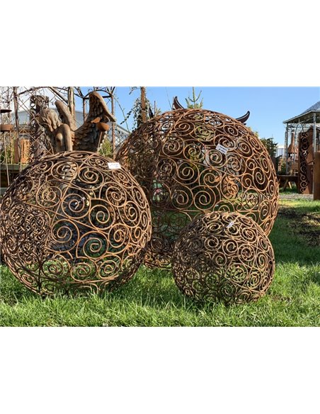 XL Garten Kugel Escargot, Ø 100 cm, edelrost