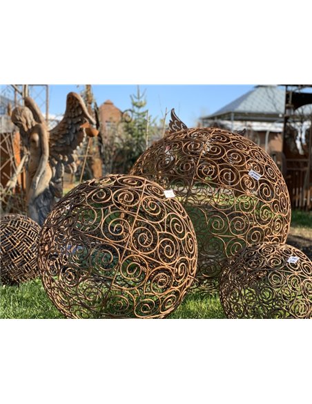 XL Garten Kugel Escargot, Ø 100 cm, edelrost