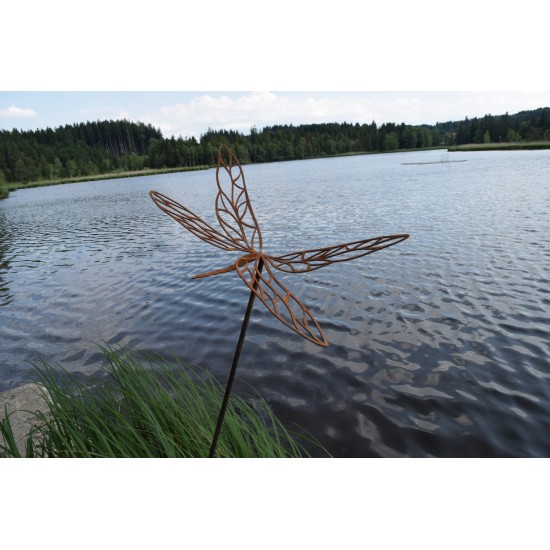 Tierstecker Edelrost Libelle - Dragonfly - mit Auschnitten Gartenstecker, Breite  cm 
Dieser Gartenstecker mit einer XXL Libell