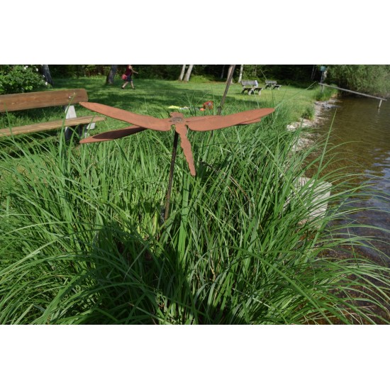 Tierstecker Edelrost Libelle - Dragonfly - Gartenstecker - Breite 40 cm 
Länge 19 cm
Breite 40 cm
Stab 120 cm
