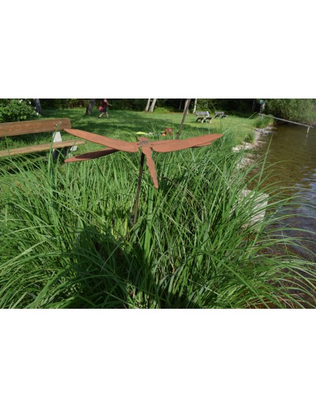 Tierstecker Edelrost Libelle - Dragonfly - Gartenstecker - Breite 40 cm 
Länge 19 cm
Breite 40 cm
Stab 120 cm
