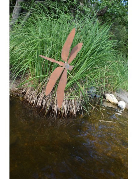 Tierstecker Edelrost Libelle - Dragonfly - Gartenstecker - Breite 40 cm 
Länge 19 cm
Breite 40 cm
Stab 120 cm
