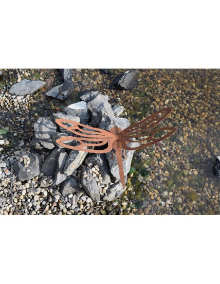 Gartenteich Edelrost Libelle - Dragonfly - 40 cm breit Länge 23 cm Flügelbreite 40 cm,
Länge 23 cm,
freistehend mit Füßchen un