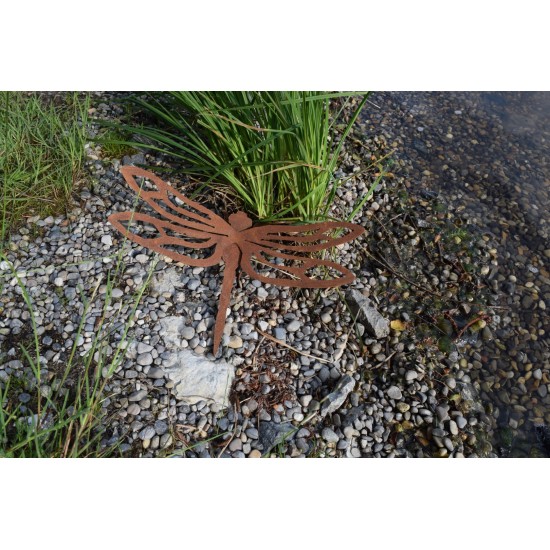 Gartenteich Edelrost Libelle - Dragonfly - 40 cm breit Länge 23 cm Flügelbreite 40 cm,
Länge 23 cm,
freistehend mit Füßchen un