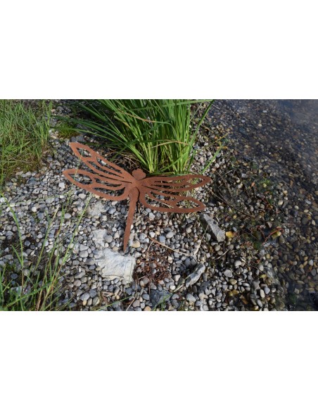 Gartenteich Edelrost Libelle - Dragonfly - 40 cm breit Länge 23 cm Flügelbreite 40 cm,
Länge 23 cm,
freistehend mit Füßchen un