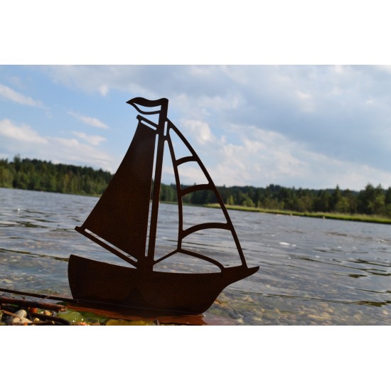 Maritime Deko Edelrost Deko Segelboot auf Platte 24 x 27 cm tolles Deko Segelboot für den Maritimen Abend zu Hause oder als ausg