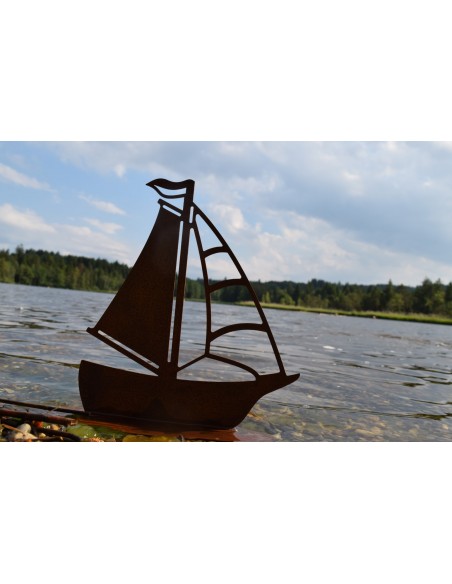 Maritime Deko Edelrost Deko Segelboot auf Platte 24 x 27 cm tolles Deko Segelboot für den Maritimen Abend zu Hause oder als ausg