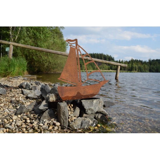 Maritime Deko Edelrost Deko Segelboot auf Platte 24 x 27 cm tolles Deko Segelboot für den Maritimen Abend zu Hause oder als ausg