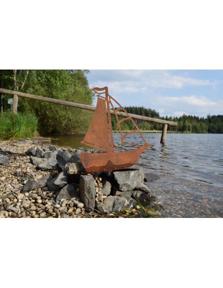 Maritime Deko Edelrost Deko Segelboot auf Platte 24 x 27 cm tolles Deko Segelboot für den Maritimen Abend zu Hause oder als ausg