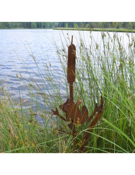 Käfer - Biene und Co als Gartendeko Figuren Gartenstecker Frosch an Schilfkolben hängend 120 cm hoch - groß Gesamthöhe 120 cm Käfer - Biene und Co als Gartendeko Figuren Gartenstecker Frosch an Schilfkolben hängend 120 cm hoch - groß Gesamthöhe 120 cm