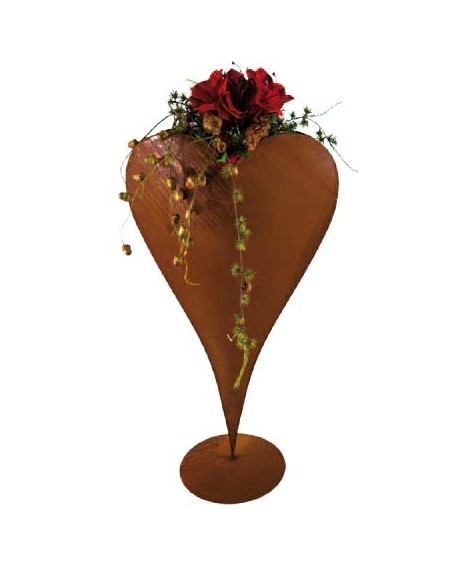 Herzige Dinge - Edelrost Dekoherzen Edelrost Herz zum Bepflanzen auf Platte 60 cm hoch Edelrost Pflanzherz auf Platte 60 cm hoch