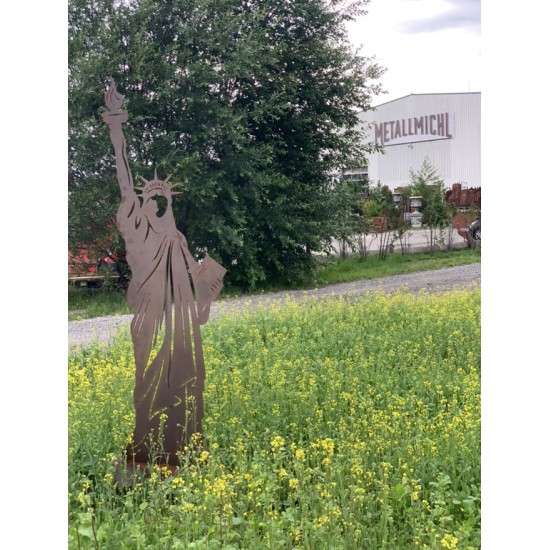Skulpturen - Rostsäulen und Stelen Freiheitsstatue Figur Metall - Höhe 200 cm - Wahrzeichen als Gartendeko Freiheitsstatue Figur